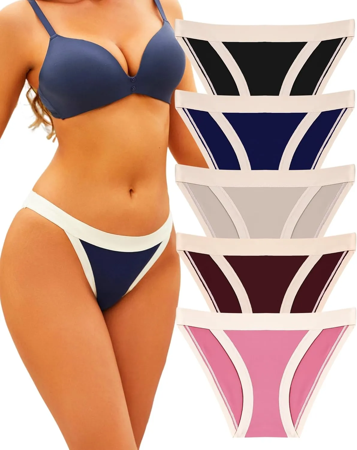 ALL OF ME String Bikini Underwear for Women High Cut Breathable Hipster Cheeky Sexy Panties Pack S-XL