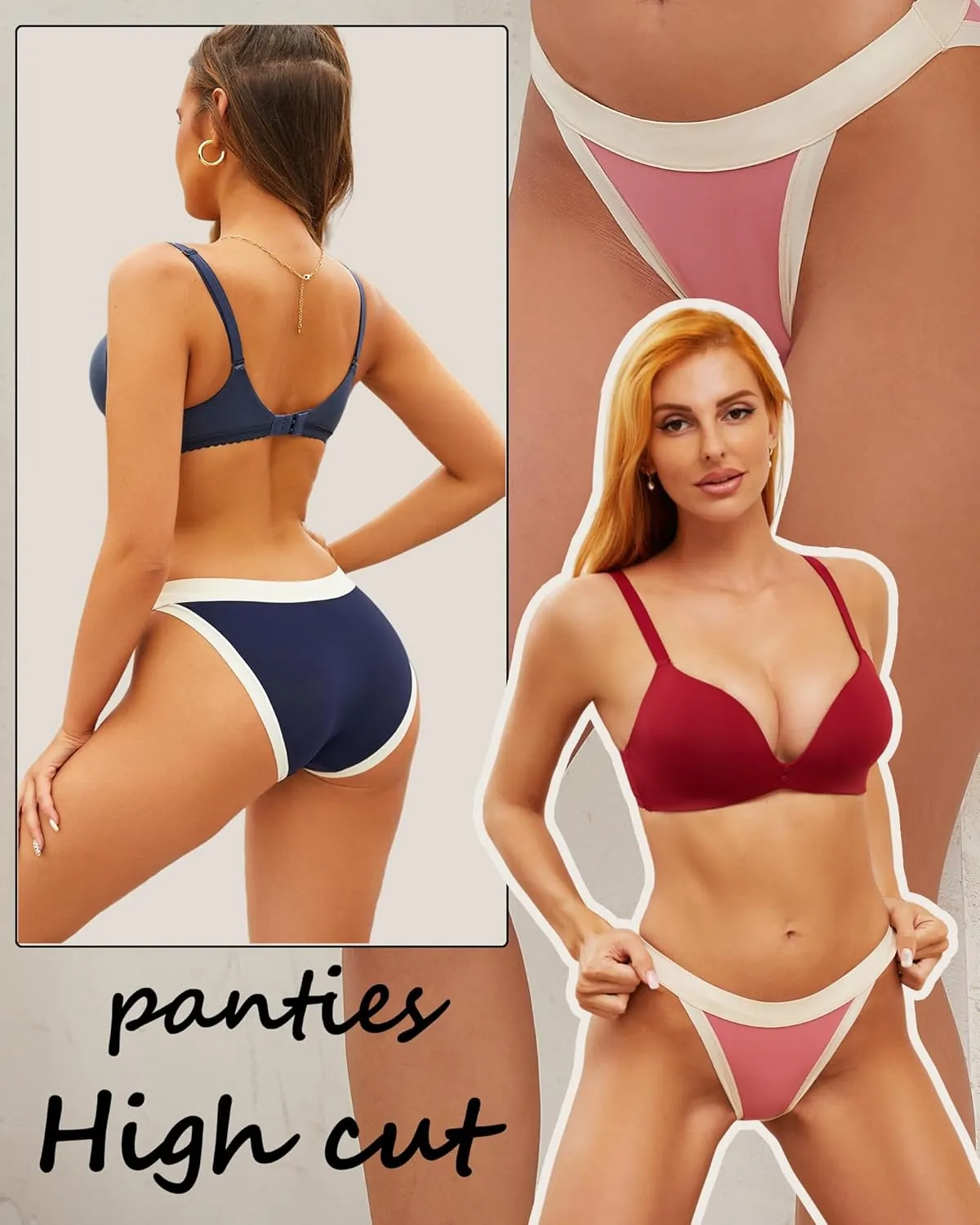 ALL OF ME String Bikini Underwear for Women High Cut Breathable Hipster Cheeky Sexy Panties Pack S-XL