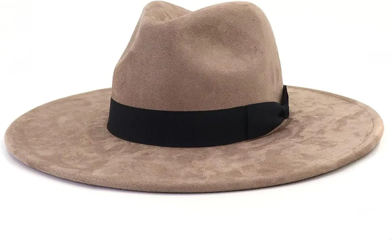 Bow Accessories Suede Top Hat Women Men Big Flat Brim Jazz Fedora Hats