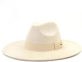 Bow Accessories Suede Top Hat Women Men Big Flat Brim Jazz Fedora Hats