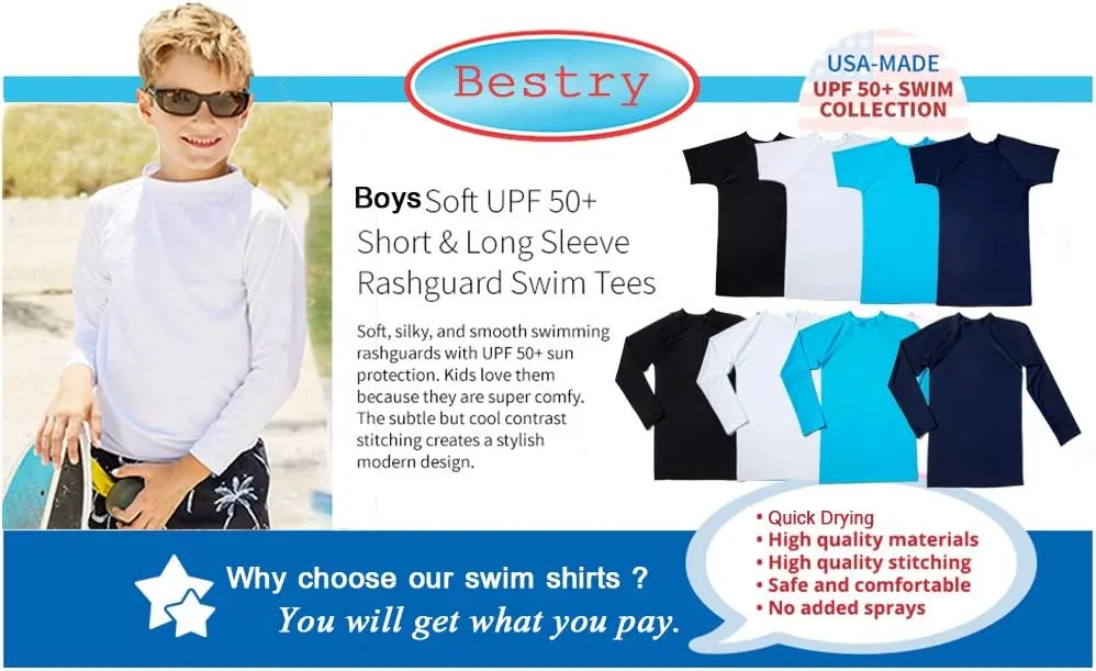 Boys' Long Sleeve Rashguard Swim Shirt Kids Toddler Swimwear Surf Tops UPF 50  Sun Protection