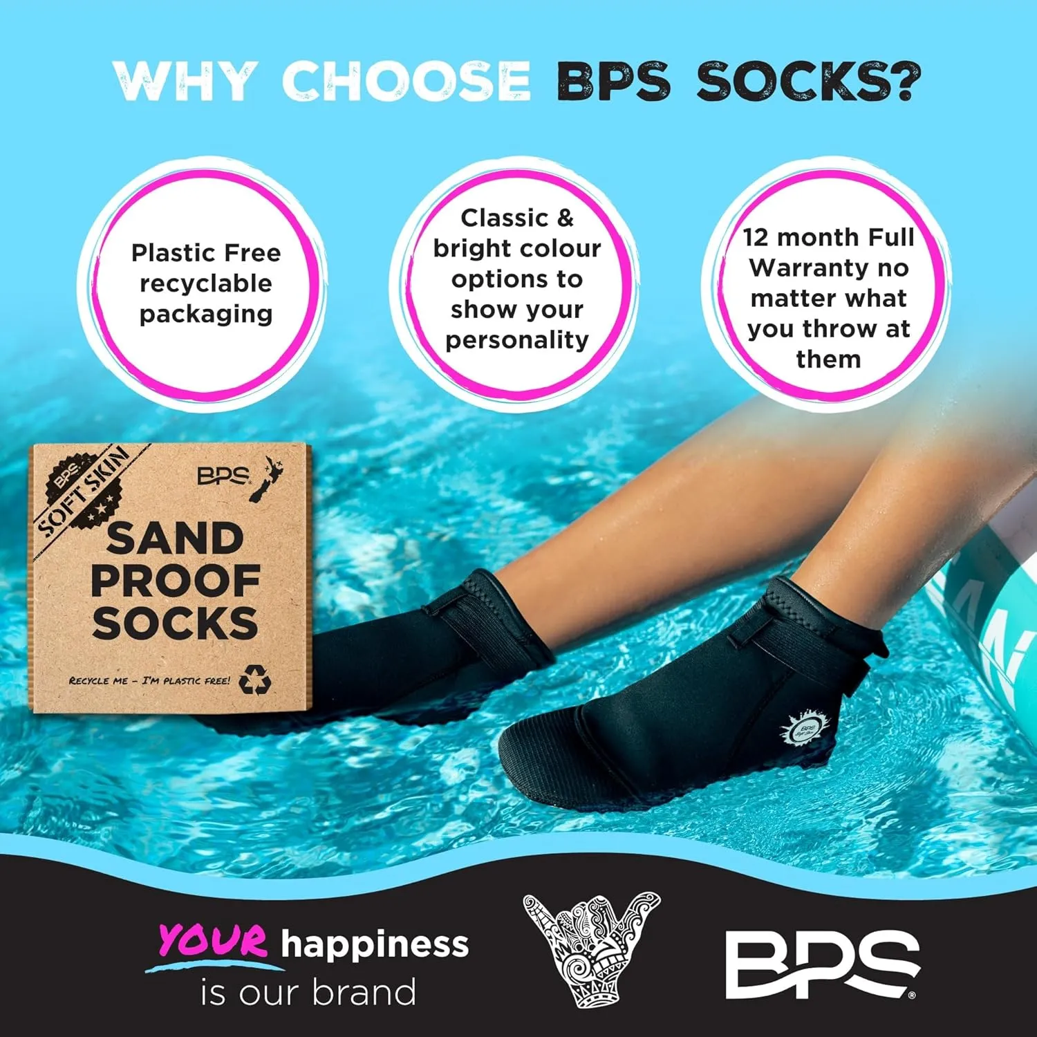 BPS ??Soft Skin?? Neoprene Socks 3mm Water Socks Sand Proof Wetsuit Booties for Beach Volleyball Sand Soccer Water Sports