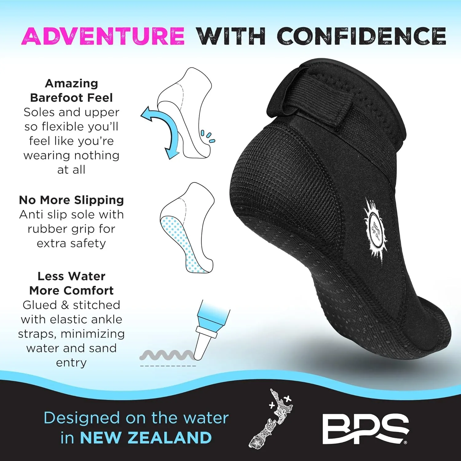 BPS ??Soft Skin?? Neoprene Socks 3mm Water Socks Sand Proof Wetsuit Booties for Beach Volleyball Sand Soccer Water Sports