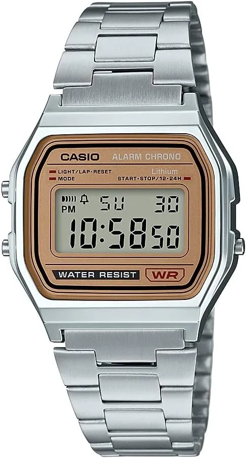 Casio A158WA Series | Unisex Digital Watch | Vintage | WR | 100 SEC Stop Watch | Daily Alarm | Regular Time Keeping: Hour, Minute, Second, PM, Date, Day | Led Light | 7 Yr Battery