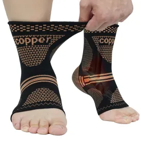 Copper Ankle Brace for Men & Women - (1 Pair) Ankle Compression Sleeve, Compression Support for Plantar Fasciitis, Achilles Tendonitis, Foot Pain, Neuropathy, Swelling - Ideal for Everyday UseS
