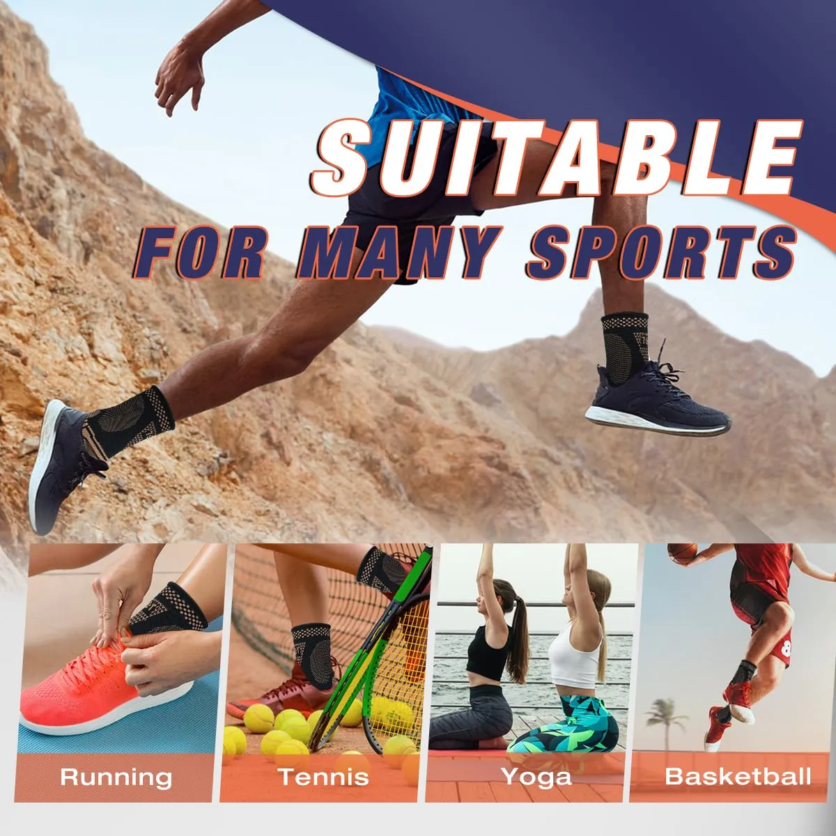 Copper Ankle Brace for Men & Women - (1 Pair) Ankle Compression Sleeve, Compression Support for Plantar Fasciitis, Achilles Tendonitis, Foot Pain, Neuropathy, Swelling - Ideal for Everyday UseS