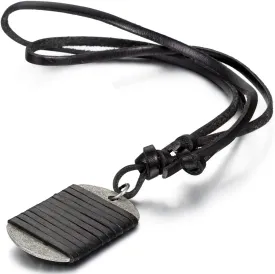 Cupimatch Retro Adjustable Black Leather Cord Alloy Dog Tag Pendant Necklace for Men Women