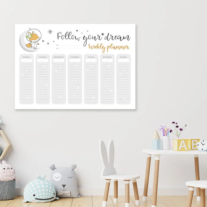 Cute Fox Weekly Planner Wall Sticker