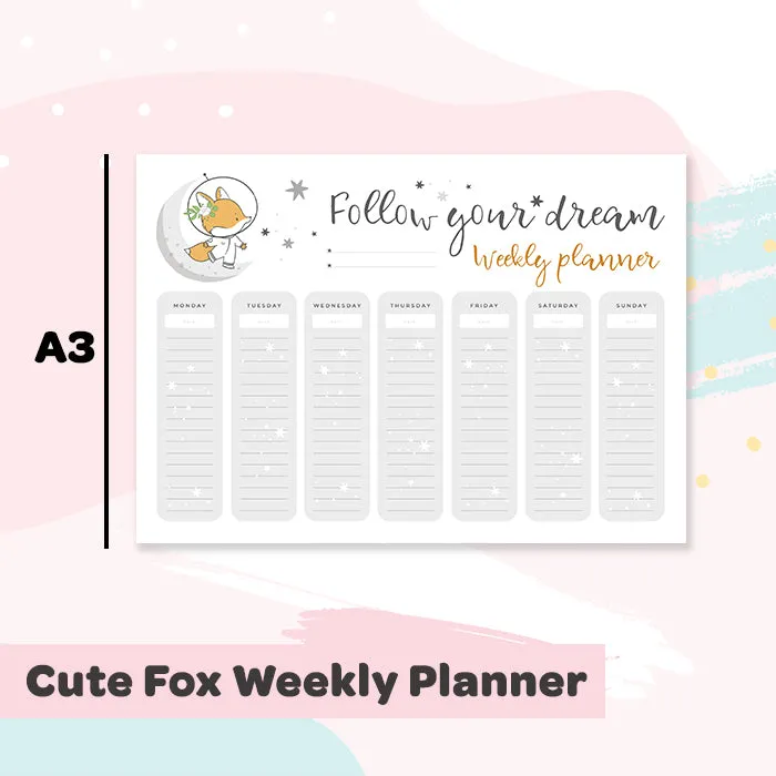 Cute Fox Weekly Planner Wall Sticker