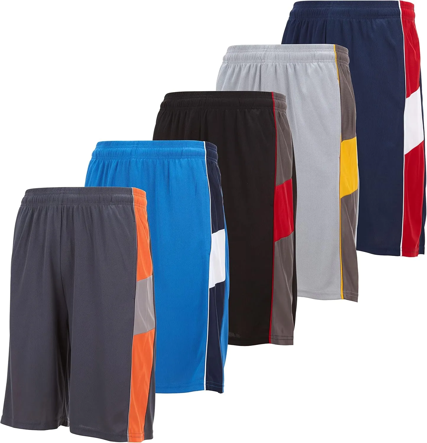 DARESAY Mens Athletic Shorts with Pockets, Workout Active Performance Shorts - 5 Pack