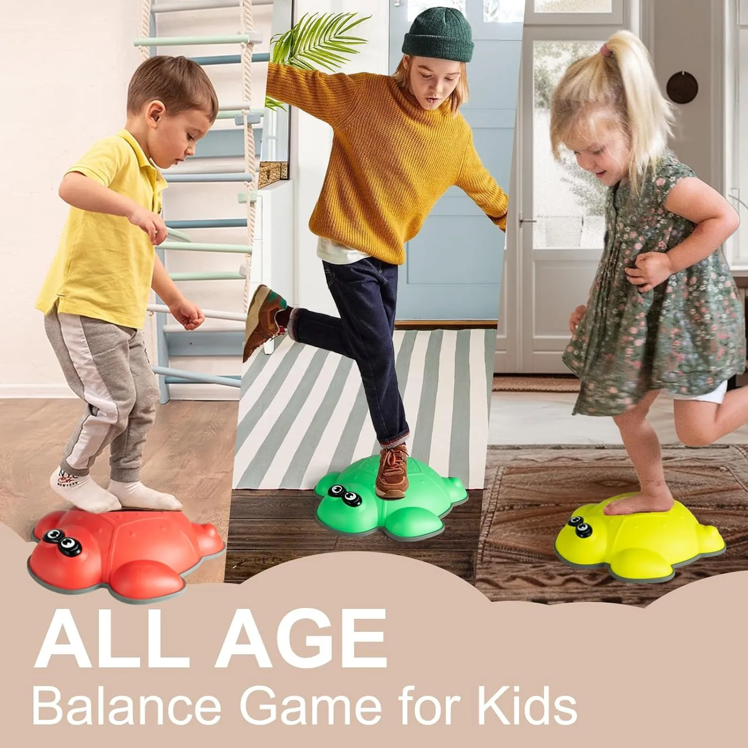 Gentle Monster Stepping Stones for Kids 6/8/11 PCS Toddler Toys Indoor and Outdoor Balance Blocks, Coordination, Balance, Strength Skills Sensory Toys for Toddlers Ages 3 4 5 6 7 Years (6PCS Turtle)