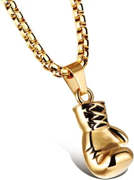 Hamoery Men Women Punk Stainless Steel Boxing Glove Chain Pendant Necklace