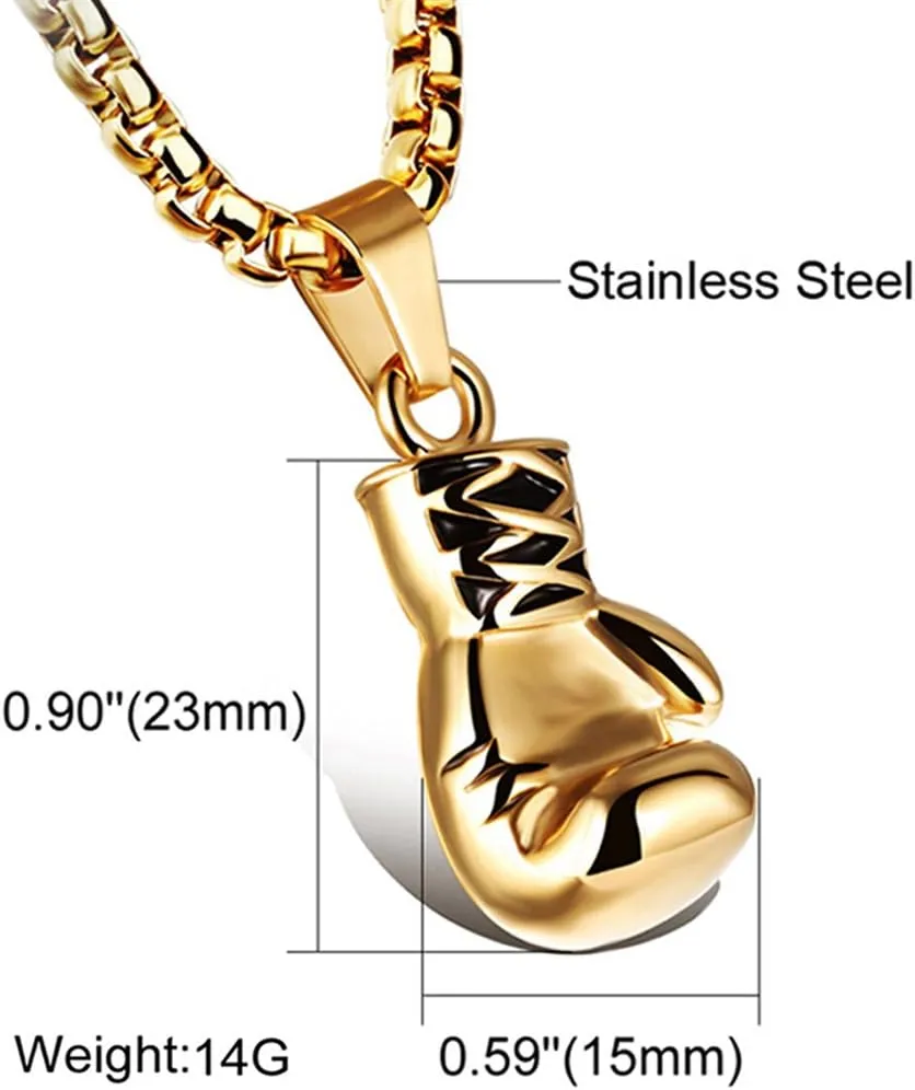 Hamoery Men Women Punk Stainless Steel Boxing Glove Chain Pendant Necklace