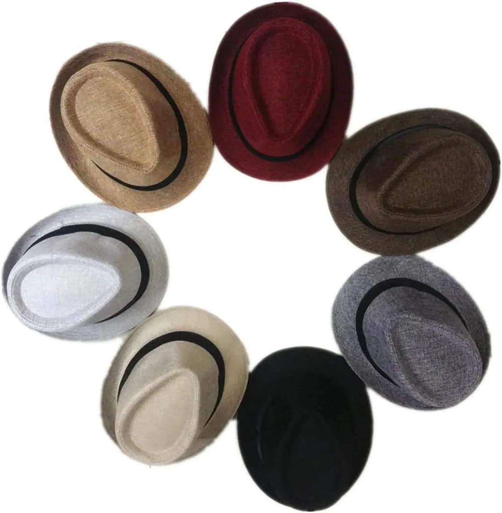 Homoyoyo Leisure Unisex Jazz Hat Stylish Panama Fedora Cap for Men and Women Wide Brim Design for Events Casual Outings and Beach Accessories Khaki