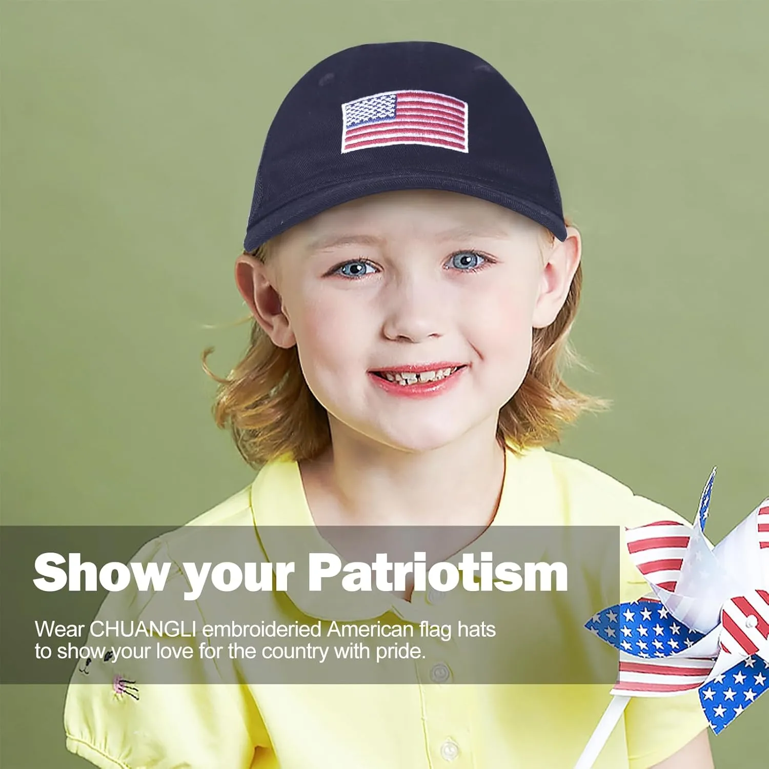 Kids American Flag Baseball Cap Boys Girls Mesh Baseball Hat, Toddler Embroidery Trucker Hat for Age 3-14 Years