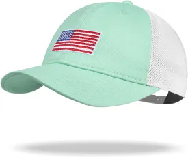 Kids American Flag Baseball Cap Boys Girls Mesh Baseball Hat, Toddler Embroidery Trucker Hat for Age 3-14 Years