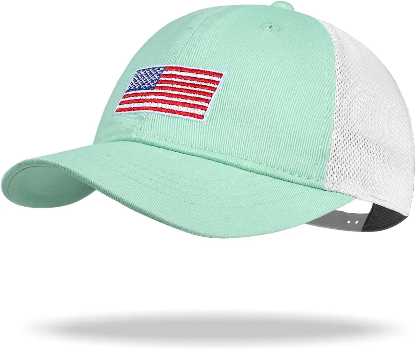 Kids American Flag Baseball Cap Boys Girls Mesh Baseball Hat, Toddler Embroidery Trucker Hat for Age 3-14 Years