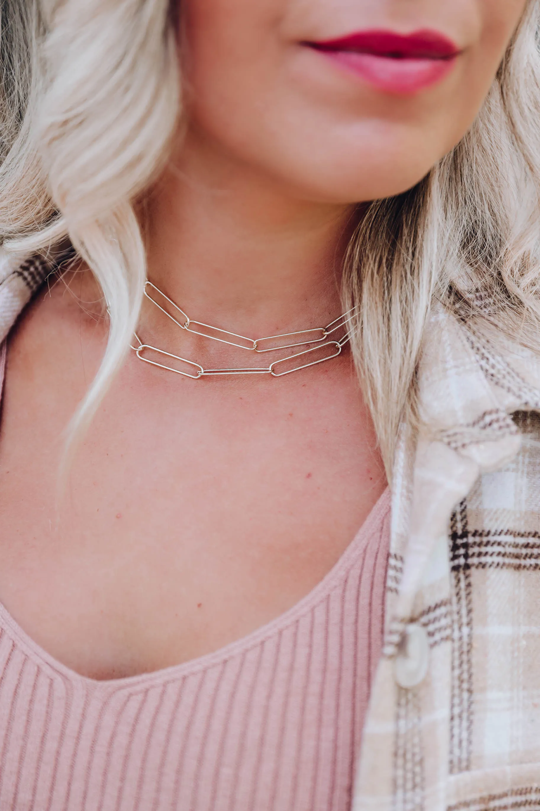Kimmy Paperclip Link Necklace - Gold