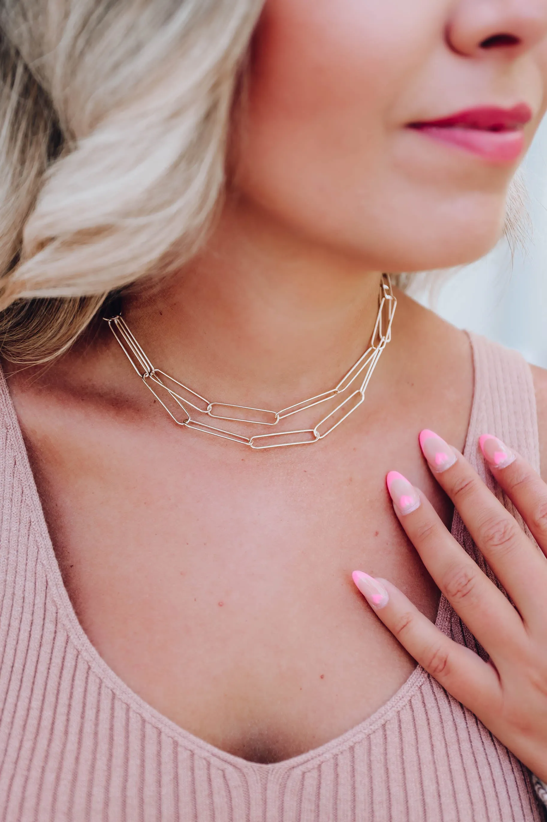 Kimmy Paperclip Link Necklace - Gold