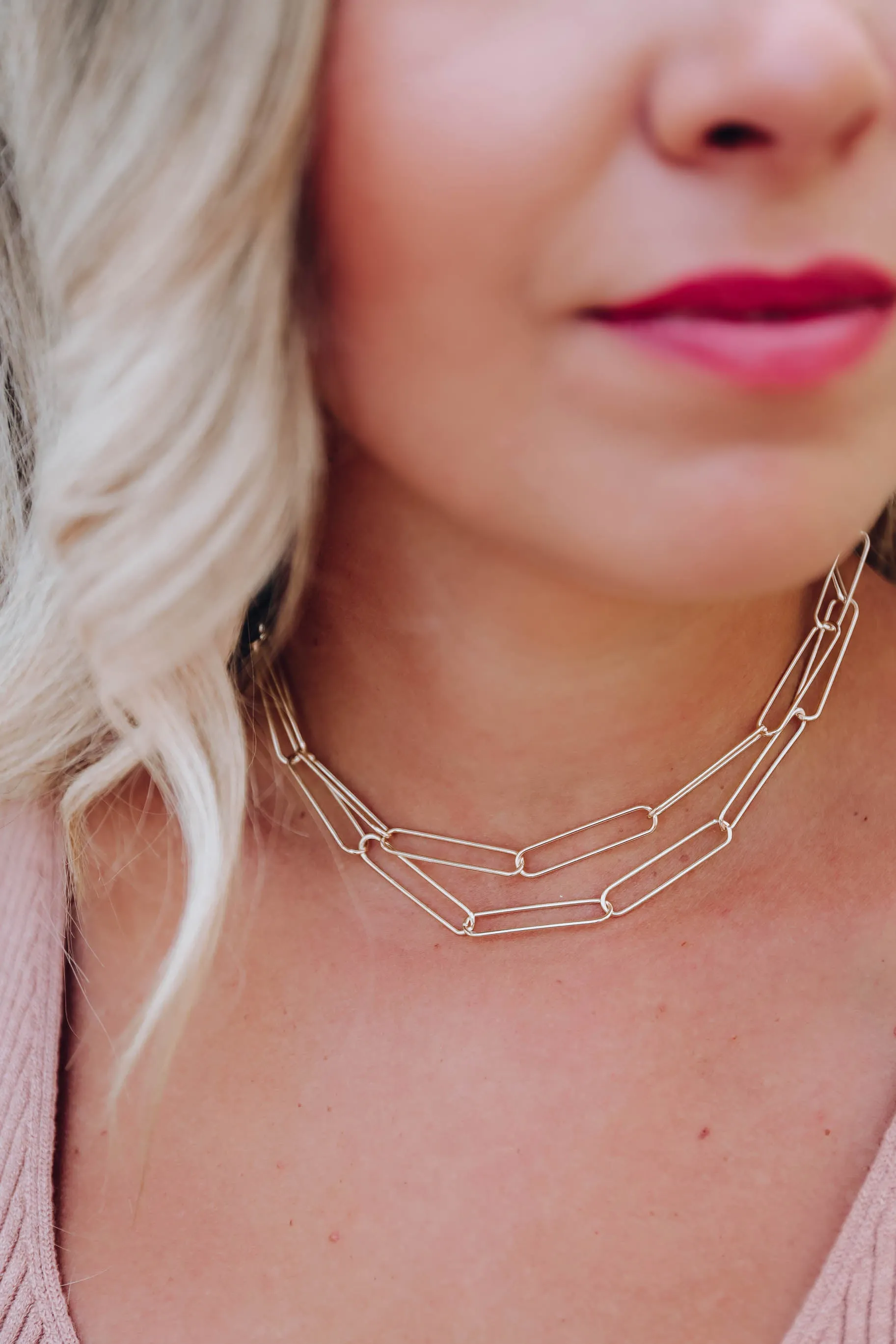 Kimmy Paperclip Link Necklace - Gold
