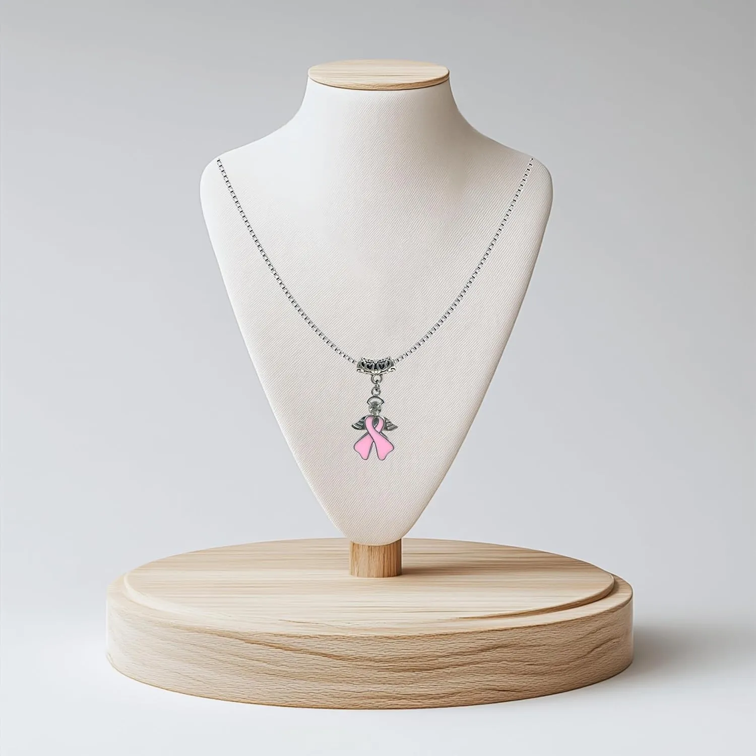 LAMIBEE Necklace for a Cause, Ribbon Awareness Necklace for Cancer Fighters and Warriors, Gift for Supporting Him and Her Patients