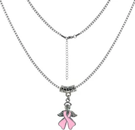 LAMIBEE Necklace for a Cause, Ribbon Awareness Necklace for Cancer Fighters and Warriors, Gift for Supporting Him and Her Patients