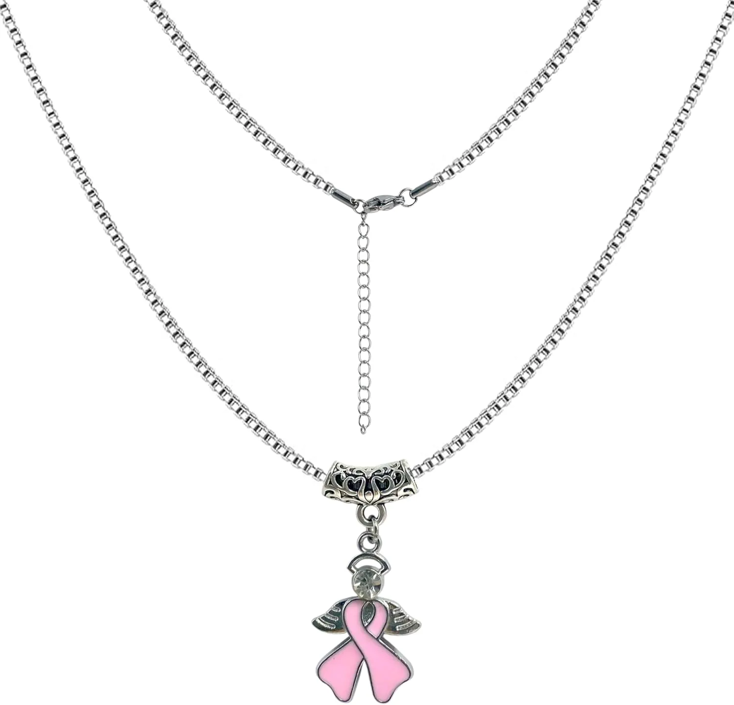 LAMIBEE Necklace for a Cause, Ribbon Awareness Necklace for Cancer Fighters and Warriors, Gift for Supporting Him and Her Patients