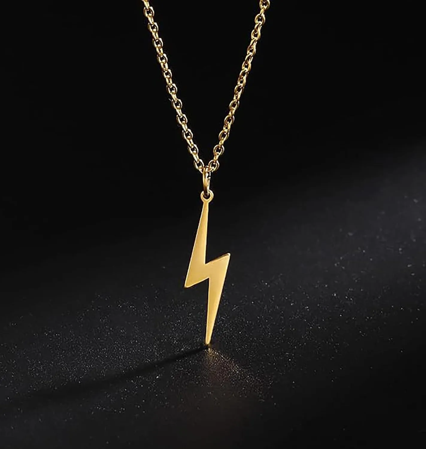 Lightning Bolt Necklace for Women Men Stainless Steel Simple Street Punk Lightning Bolt Pendant Necklace Jewelry Inspirational Gift for Unisex