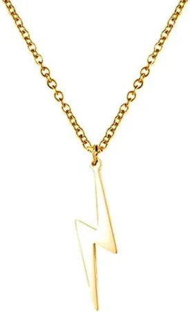 Lightning Bolt Necklace for Women Men Stainless Steel Simple Street Punk Lightning Bolt Pendant Necklace Jewelry Inspirational Gift for Unisex