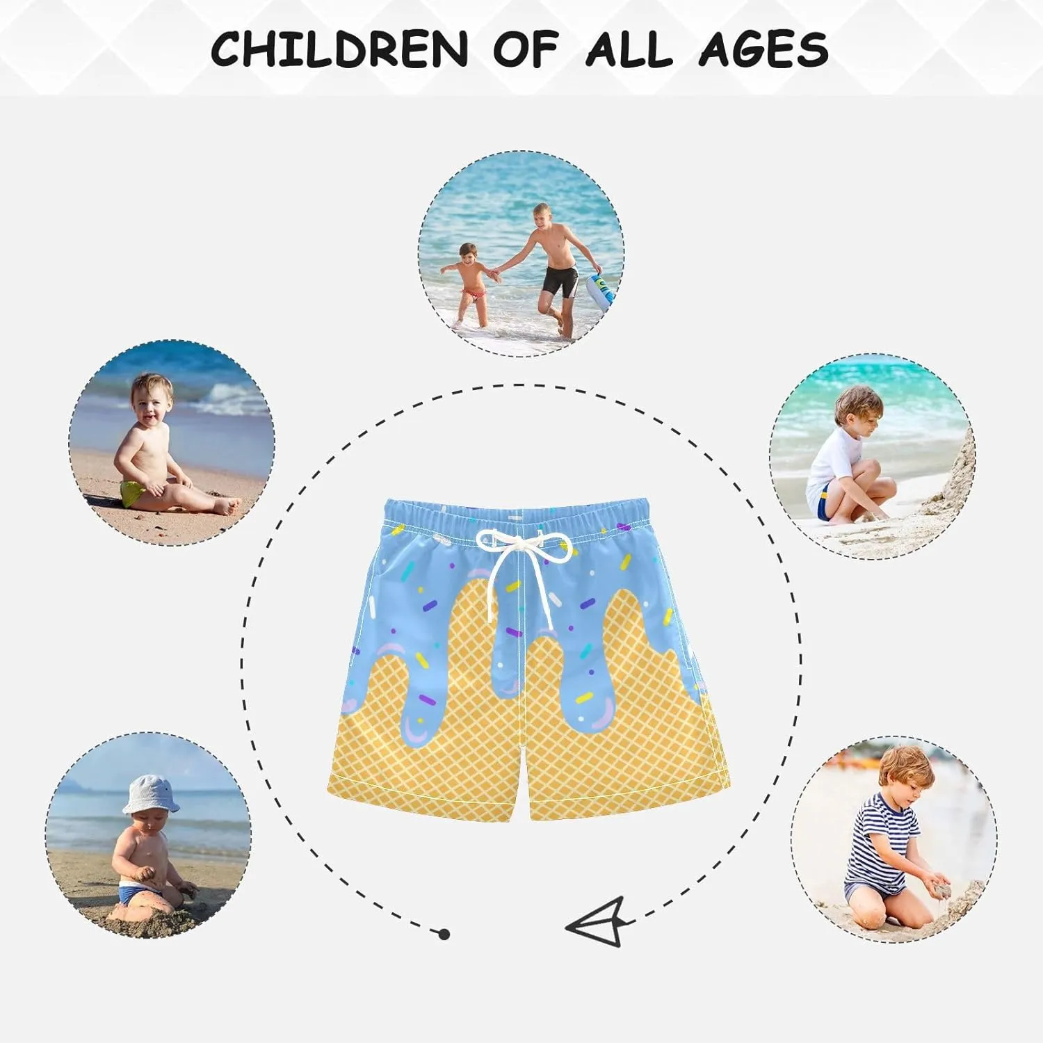 Little Boys Swim Trunks Beach Board Shorts Quick Dry Swimsuit Bathing Suits with Mesh Lining