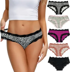 LYYTHAVON Womens Underwear Soft Breathable Cotton Brief Ladies Panties 5-Pack