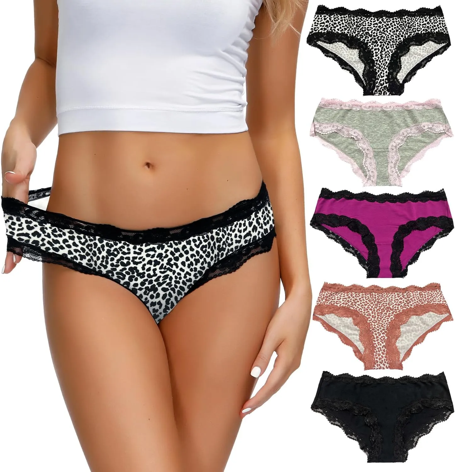 LYYTHAVON Womens Underwear Soft Breathable Cotton Brief Ladies Panties 5-Pack