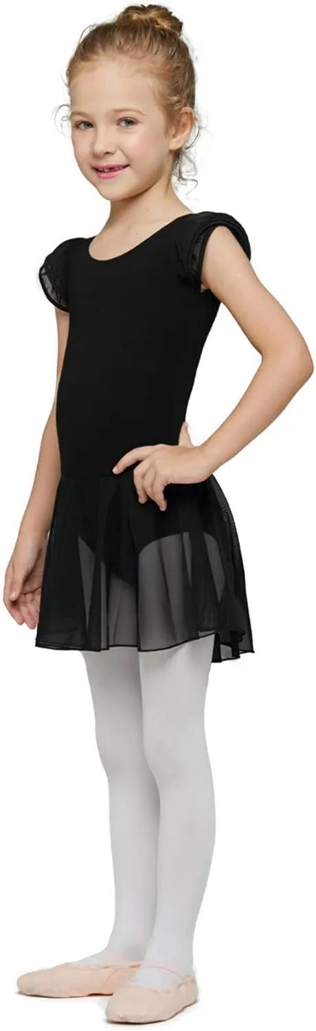 MdnMd Ballet Leotards for Girls Toddler Dance Ballet Leotard with Skirt Ballerina Dresses Tutu Outfits Flutter Sleeve