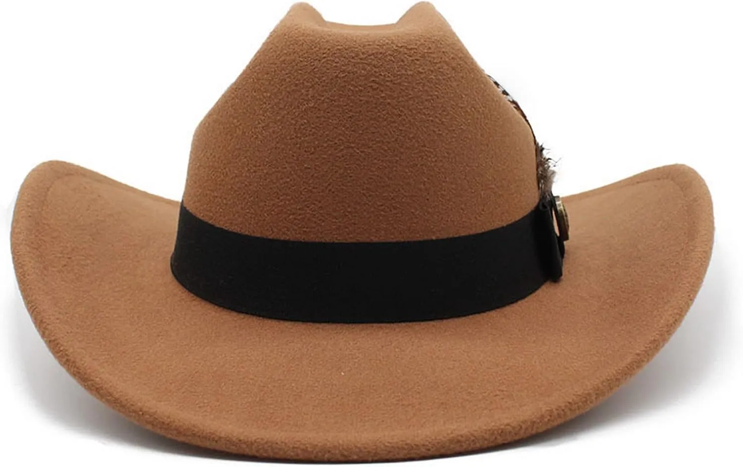 Men's Feather Fedora Wide Brim Hat Vintage Jazz Hat Couple Hat Western Cowboy Hat