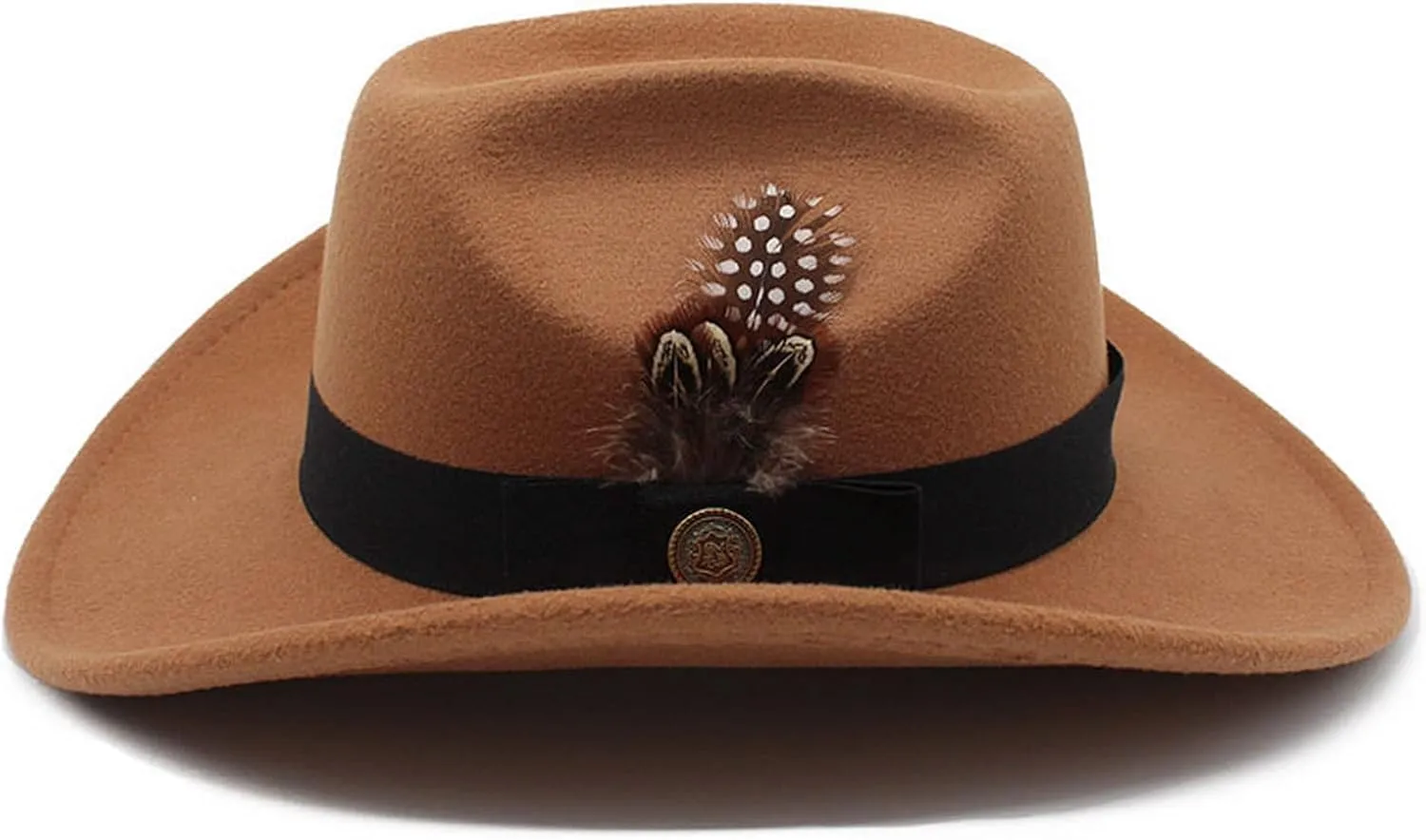 Men's Feather Fedora Wide Brim Hat Vintage Jazz Hat Couple Hat Western Cowboy Hat