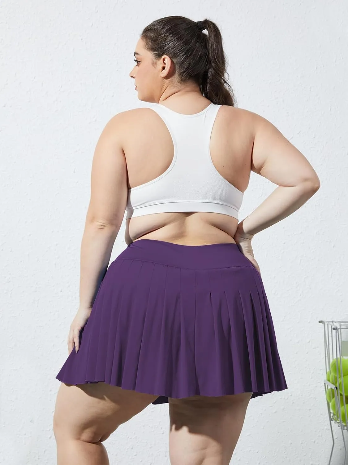 Moon Wood Women's Plus Size Pleated Tennis Skirt- Girls High Waist Athletic Golf Skirts with Shorts