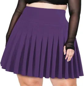 Moon Wood Women's Plus Size Pleated Tennis Skirt- Girls High Waist Athletic Golf Skirts with Shorts
