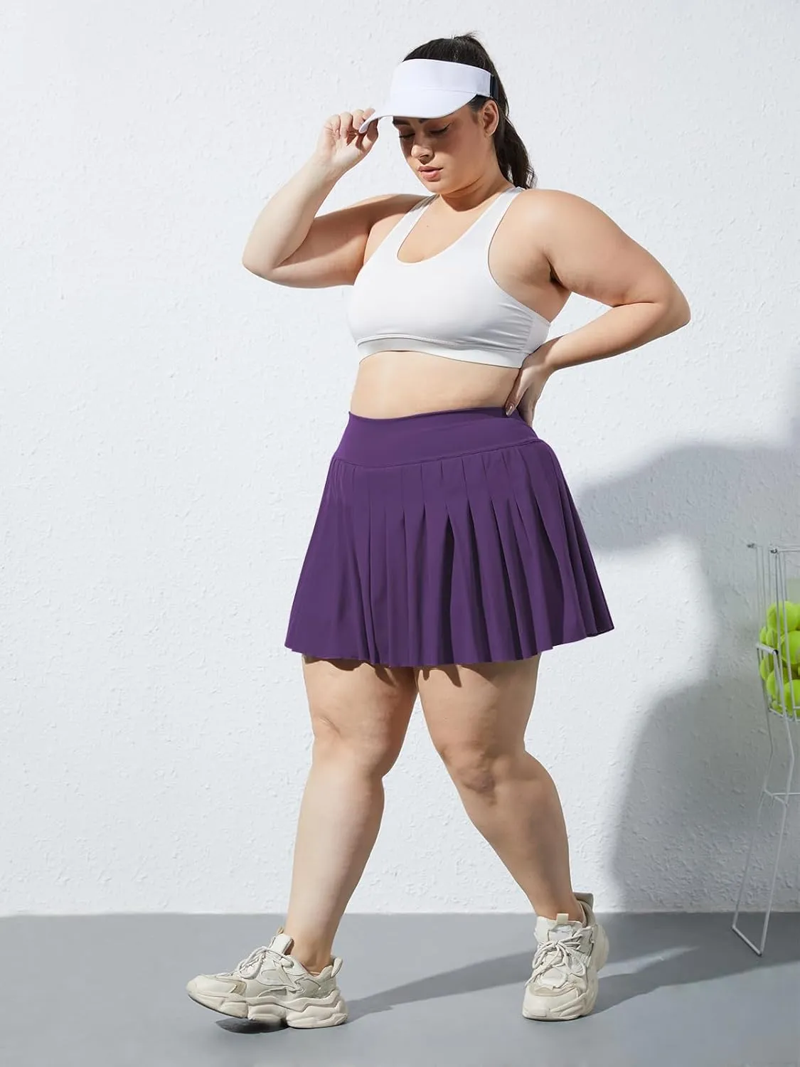 Moon Wood Women's Plus Size Pleated Tennis Skirt- Girls High Waist Athletic Golf Skirts with Shorts