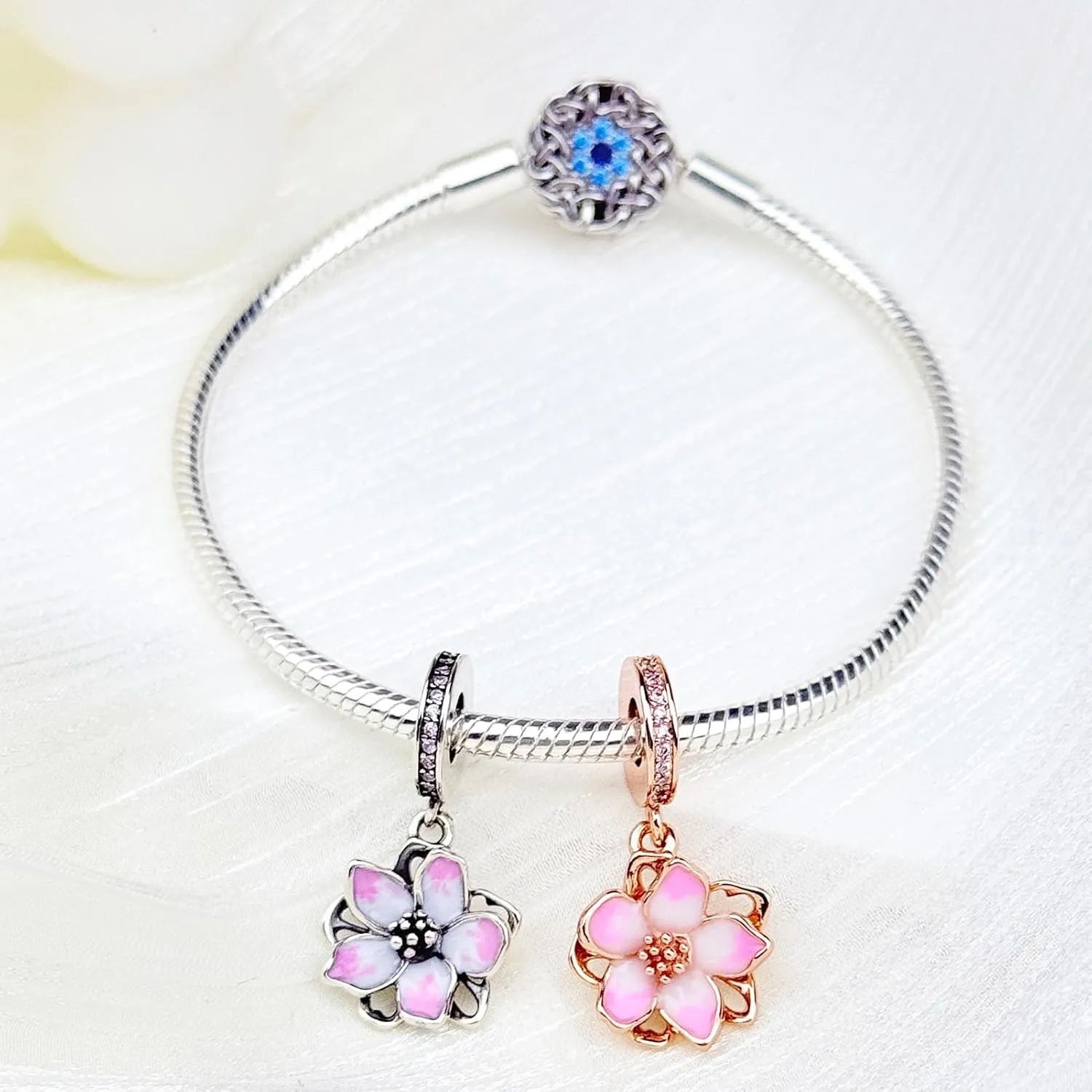 Murano Glass 925 Sterling Silver Charms for Bracelets Dangle Pendant Beads, Round Charms fit for Pandora Bracelet for Mother's Day Christmas Birthday Gift