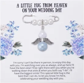 Ralukiia Something Blue Angel Memory Bouquet Charm, Wedding Day Hug from Heaven, Guardian Angel Charm, Memorial Gift for Bride, Wedding Gift from Deceased Mom or Dad, Remembrance Gifts