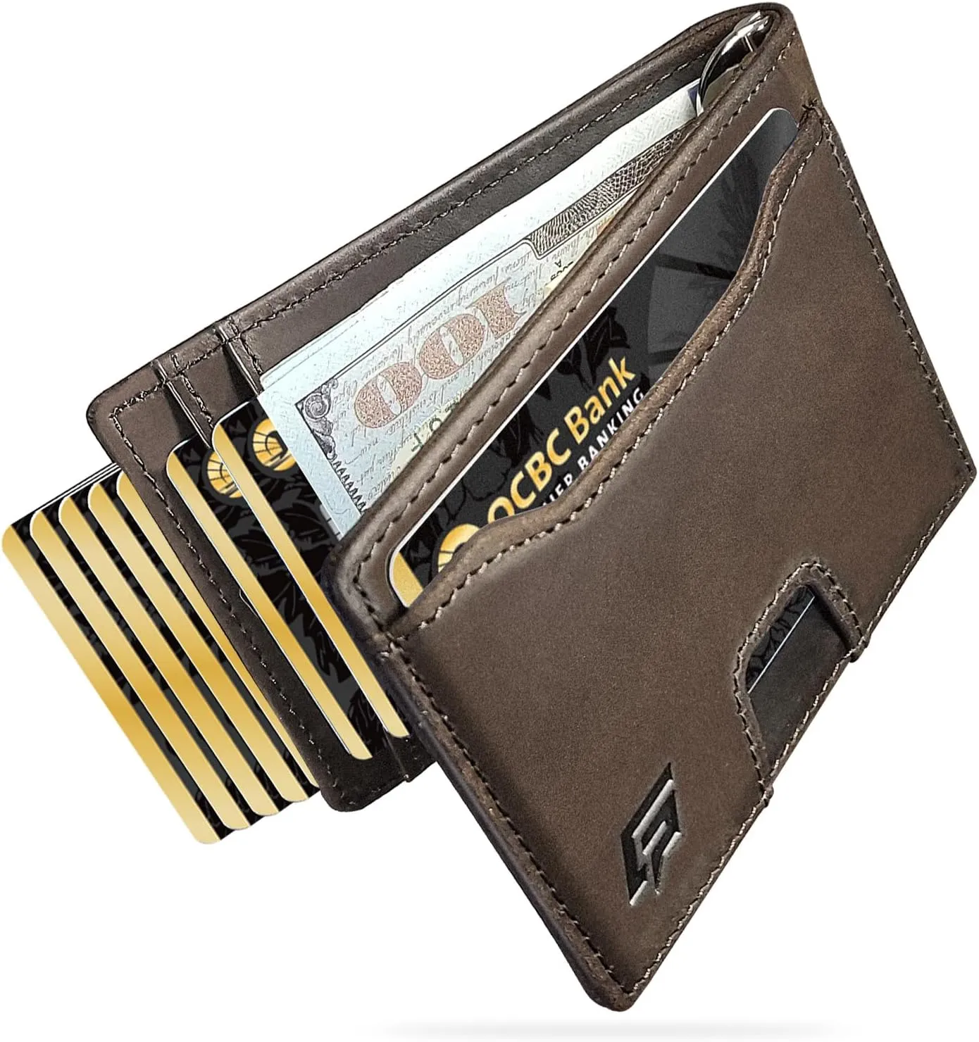 Slim Minimalist Wallet for Men- Money Clip Wallet | Bifold Men Wallets | RFID Blocking Wallet | Genuine Leather Wallets for Men | 12 Card Holder Mens Wallet | Mens Front Pocket wallet