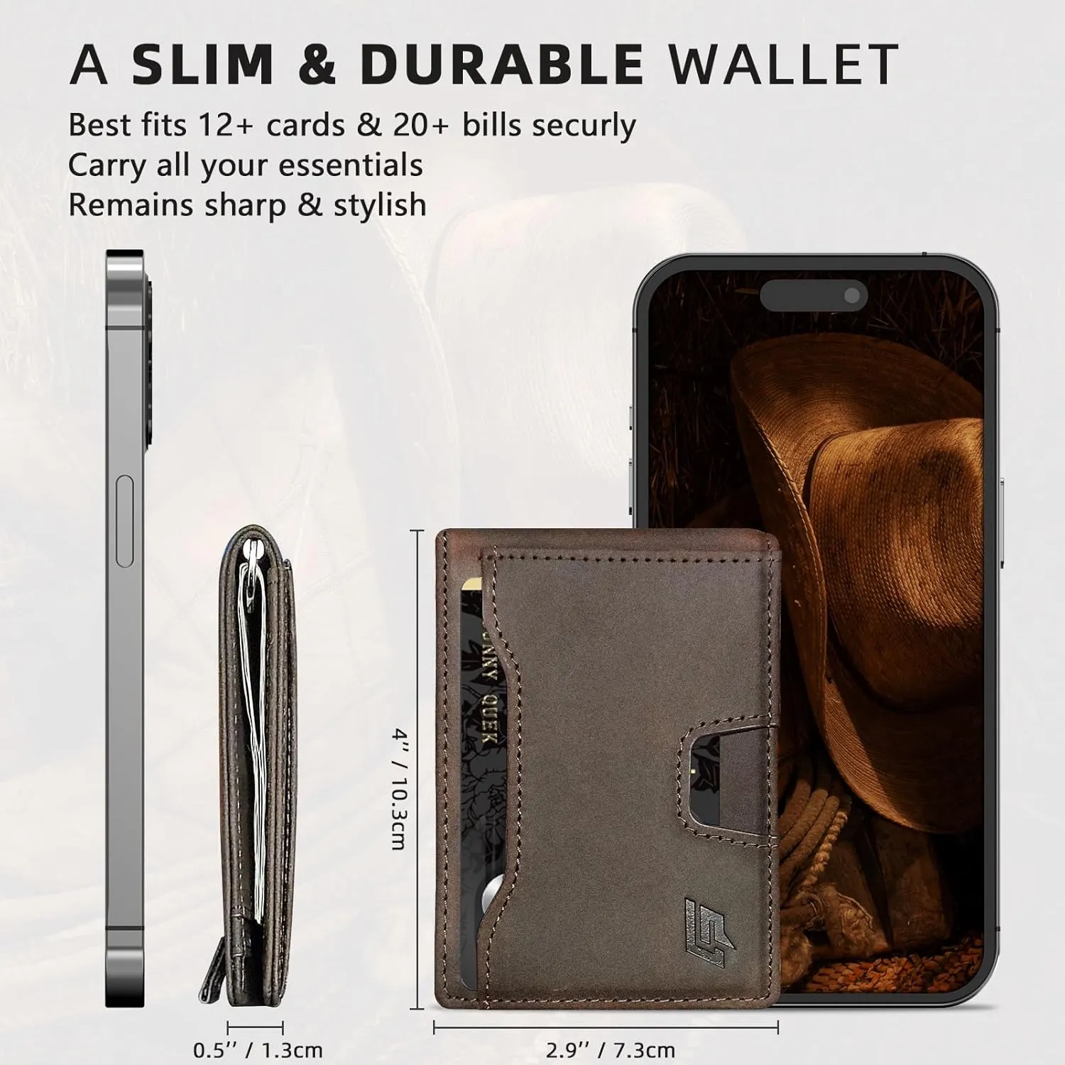Slim Minimalist Wallet for Men- Money Clip Wallet | Bifold Men Wallets | RFID Blocking Wallet | Genuine Leather Wallets for Men | 12 Card Holder Mens Wallet | Mens Front Pocket wallet