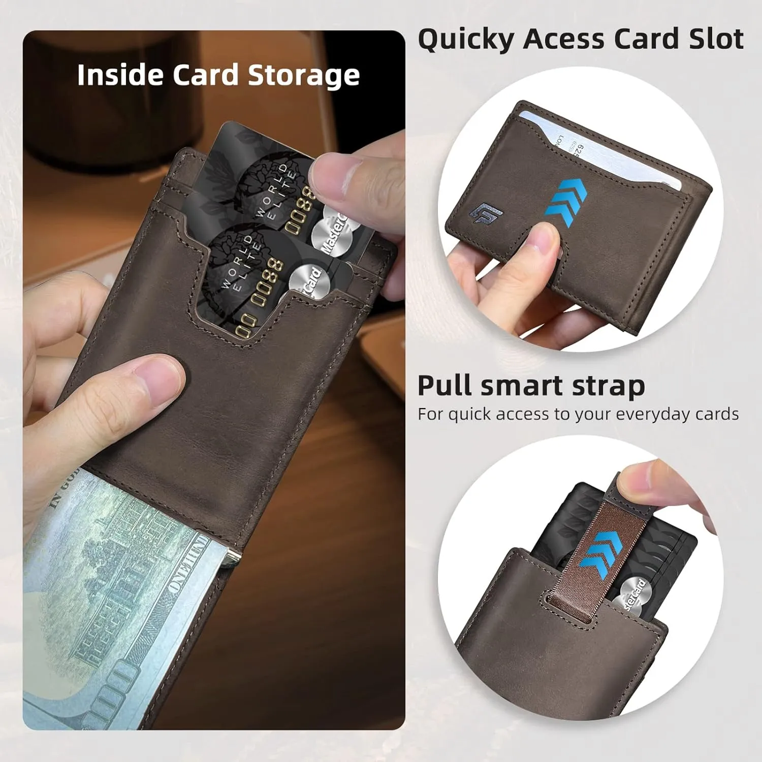 Slim Minimalist Wallet for Men- Money Clip Wallet | Bifold Men Wallets | RFID Blocking Wallet | Genuine Leather Wallets for Men | 12 Card Holder Mens Wallet | Mens Front Pocket wallet
