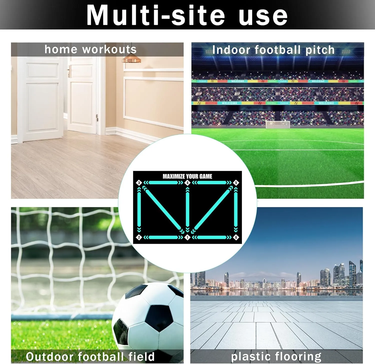 Soccer Training Mat with Silent Shock Absorption and Non-Slip Base for Footwork Training and Ball Mastery(Belt Version)