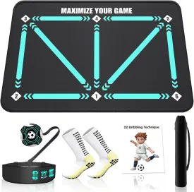 Soccer Training Mat with Silent Shock Absorption and Non-Slip Base for Footwork Training and Ball Mastery(Belt Version)