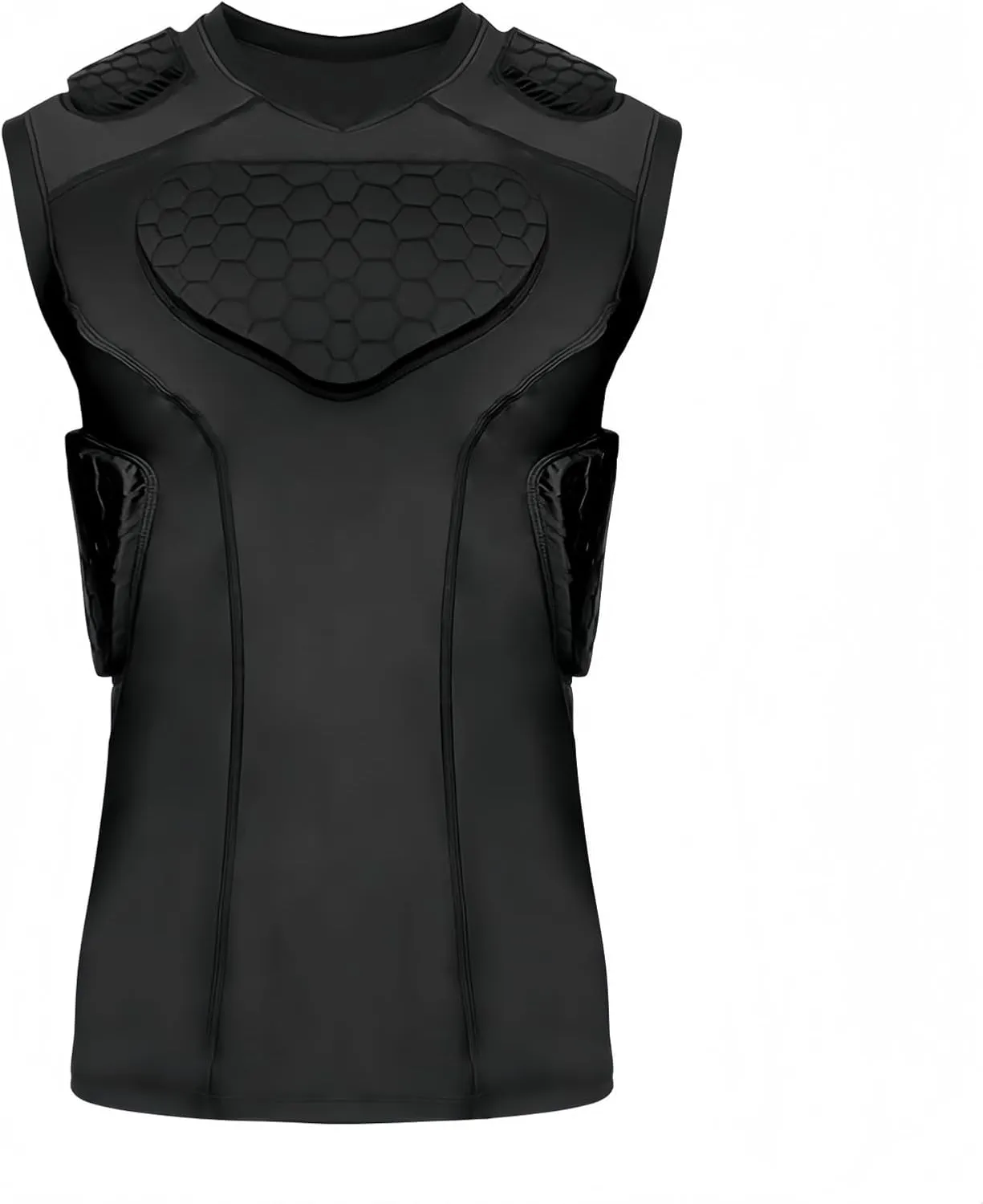 Topeter Mens Padded Compression Shirts with Chest, Rib, Shoulder & Back Protector