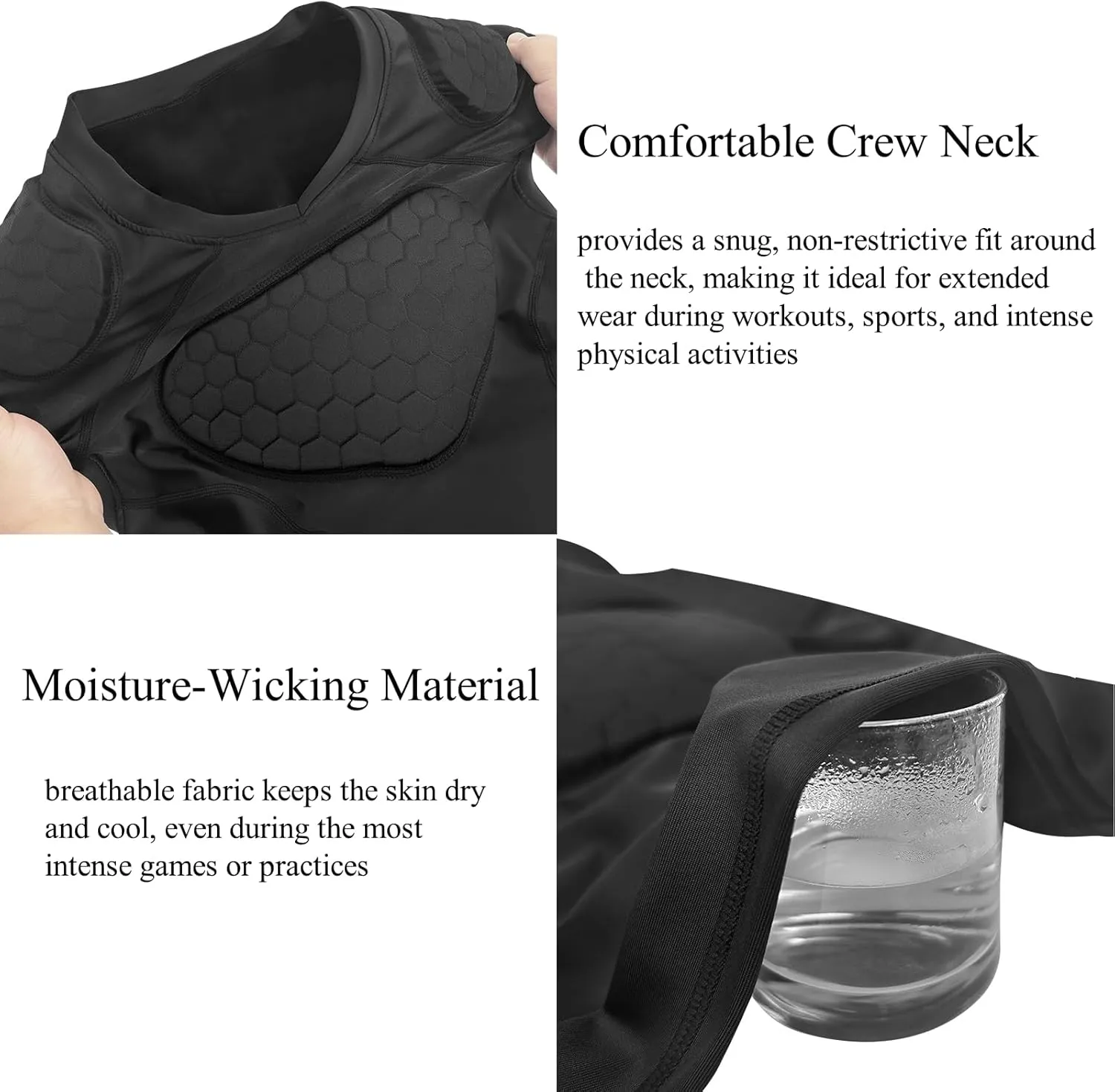 Topeter Mens Padded Compression Shirts with Chest, Rib, Shoulder & Back Protector
