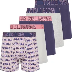 True Religion Cotton Stretch Mens Boxer Briefs, Mens Underwear Pack of 5