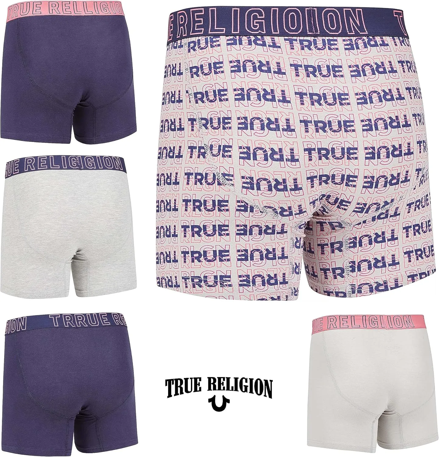 True Religion Cotton Stretch Mens Boxer Briefs, Mens Underwear Pack of 5