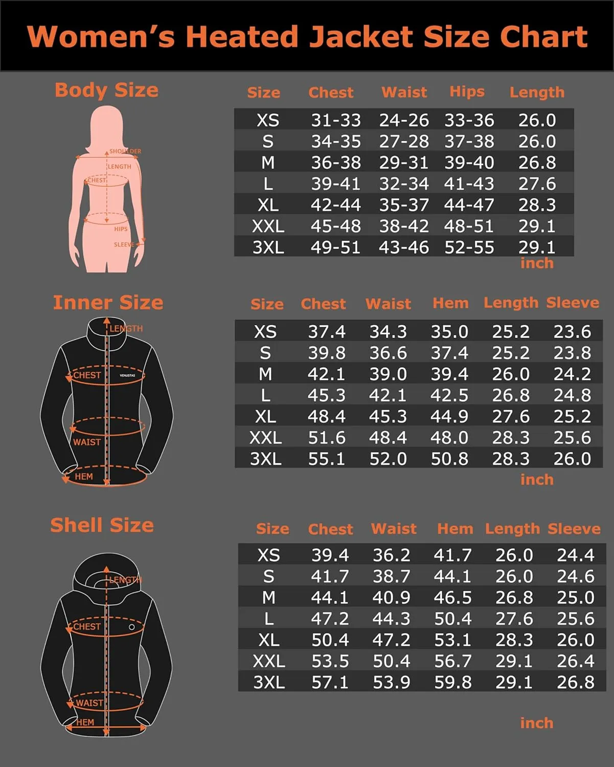 Venustas Womens 3-in-1 Heated Jacket with Battery, Waterproof Jacket with Hood for Skiing
